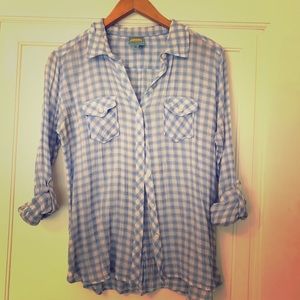 C & C California button plaid top